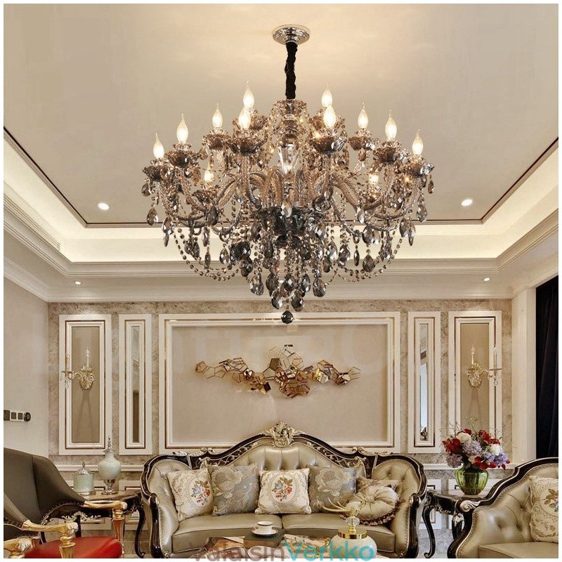 18 valoa Retroharmaa väri K9 kristallikynttilä suuri kattokruunu