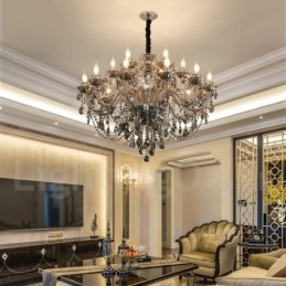 18 valoa Retroharmaa väri K9 kristallikynttilä suuri kattokruunu