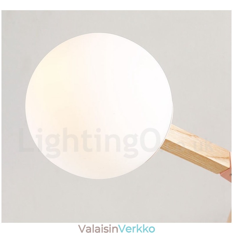 Puinen pohjoismainen moderni Magic Bean -puumolekyylinen kattokruunu lasivarjostimilla