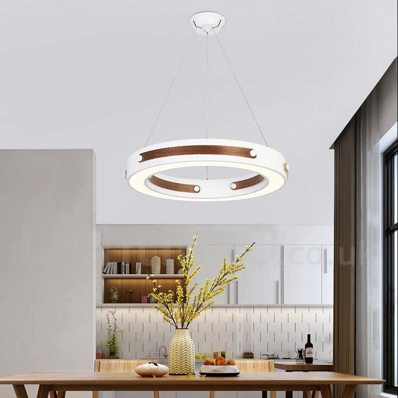 Multi Wood Colors Ring Moderni nykyaikainen riippuvalaisin akryylivarjostimella