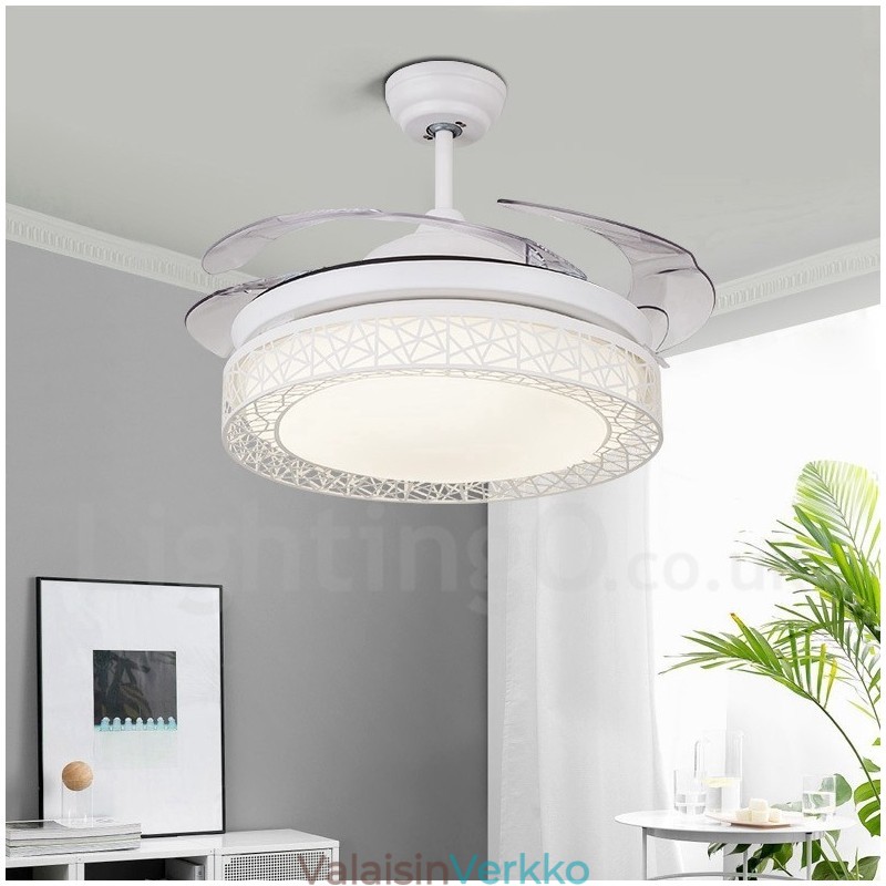 108 cm (42") 91 cm (36") Moderni nykyaikainen kaukosäädin ontto kattotuulettimen valo akryylivarjostimella vaimennettu puhdas kuparimoottori