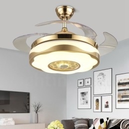 108cm (42") 91CM(36") Moderni nykyaikainen kaukosäädin Kultavärinen kattotuulettimen valo akryylivarjostimella Mute Pure Copper -moottori