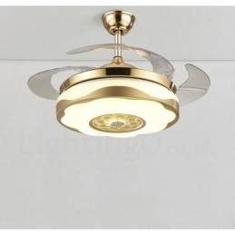 108cm (42") 91CM(36") Moderni nykyaikainen kaukosäädin Kultavärinen kattotuulettimen valo akryylivarjostimella Mute Pure Copper -moottori