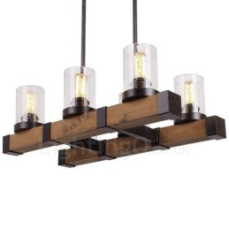 6 Light Vintage puinen kattokruunu Industrial Wind Loft Puinen lineaarinen riippuvalaisin