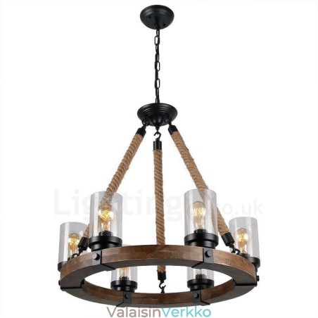 6 Light Ring Vintage puinen kattokruunu Industrial Wind Loft puinen lineaarinen riippuvalaisin 6 Light Ring Vintage puinen kattokruunu Industrial Wind Loft puinen lineaarinen riippuvalaisin