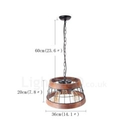 3 Light Ring Vintage puinen kattokruunu Industrial Wind Loft Puinen lineaarinen riippuvalaisin