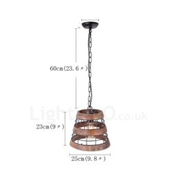 1 Light Ring Vintage puinen kattokruunu Industrial Wind Loft Puinen lineaarinen riippuvalaisin