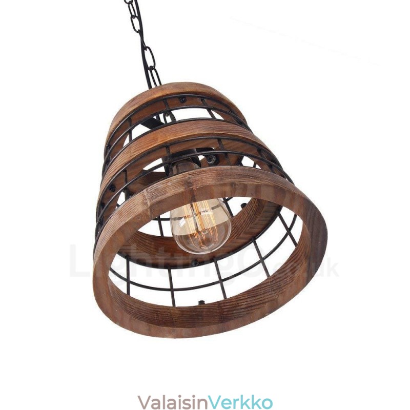1 Light Ring Vintage puinen kattokruunu Industrial Wind Loft Puinen lineaarinen riippuvalaisin
