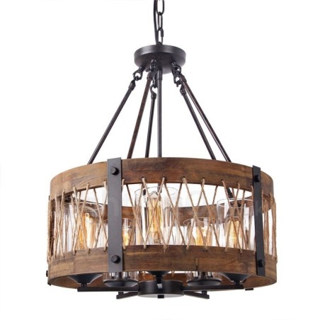 5 Light Drum Vintage puinen kattokruunu Industrial Wind Loft Puinen lineaarinen riippuvalaisin 5 Light Drum Vintage puinen kattokruunu Industrial Wind Loft Puinen lineaarinen riippuvalaisin