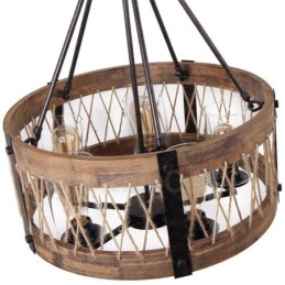 5 Light Drum Vintage puinen kattokruunu Industrial Wind Loft Puinen lineaarinen riippuvalaisin