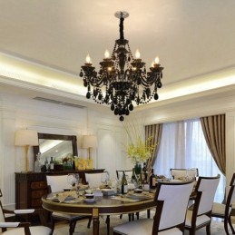 8 Vaaleanmusta tyylikäs kristallikynttiläkruunu