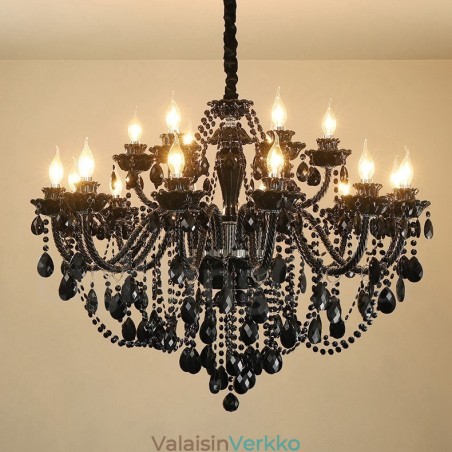 18 (12+6) Vaaleanmusta Elegantti kristallikynttiläkattokruunu 18 (12+6) Vaaleanmusta Elegantti kristallikynttiläkattokruunu