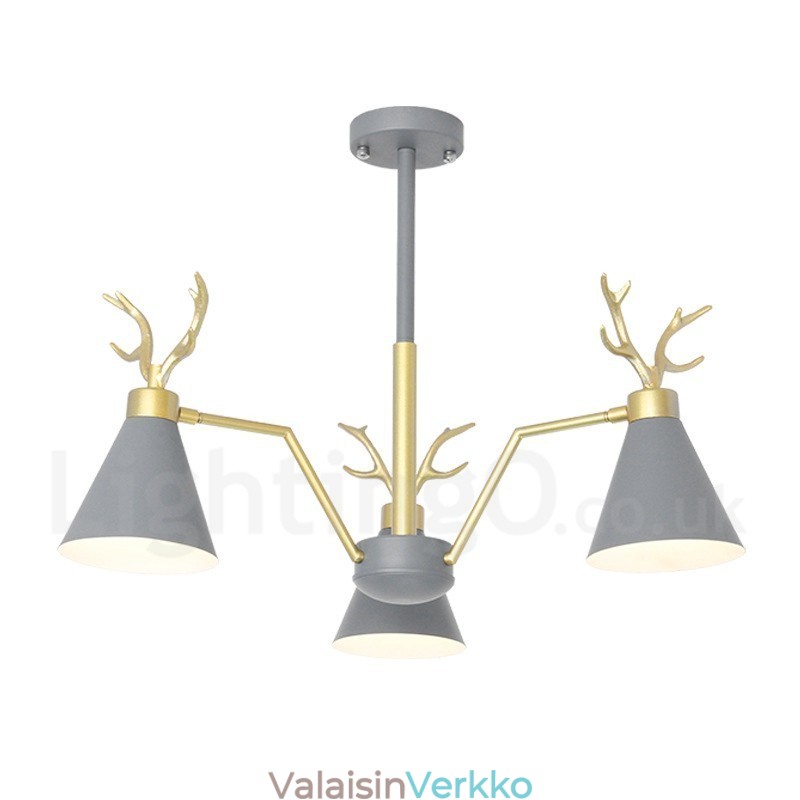 3 Vaalea pohjoismainen Macaron Modern Antlers kattokruunu