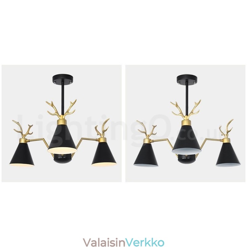 3 Vaalea pohjoismainen Macaron Modern Antlers kattokruunu