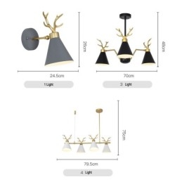 3 Vaalea pohjoismainen Macaron Modern Antlers kattokruunu