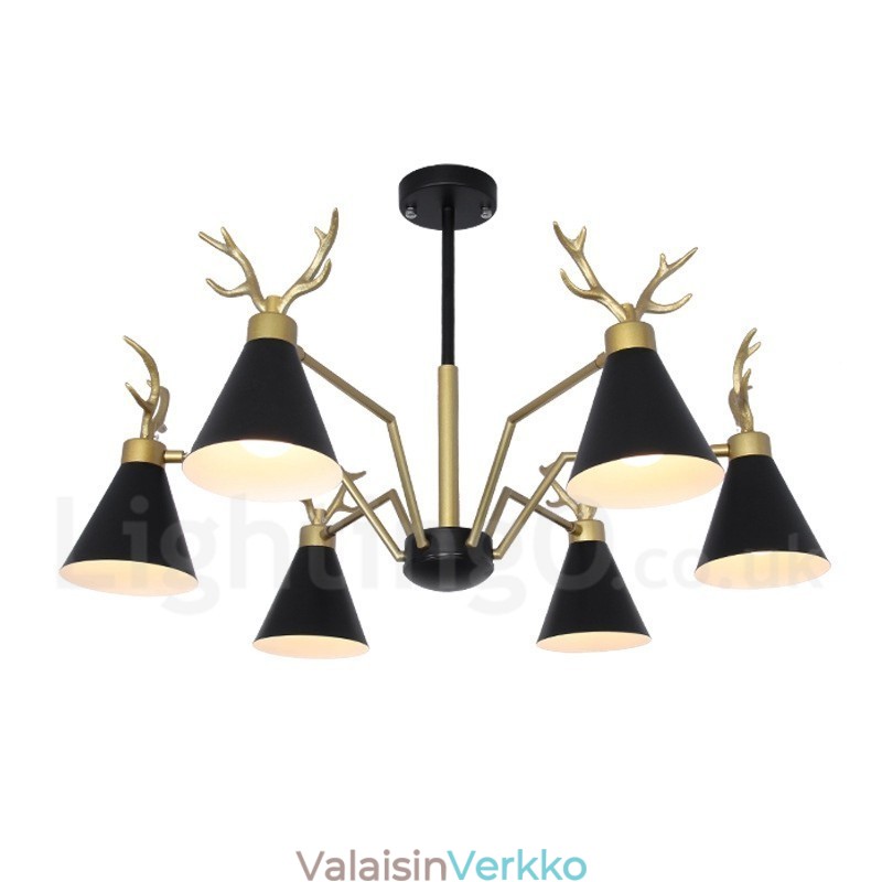 6 Vaalea pohjoismainen Macaron Modern Antlers kattokruunu