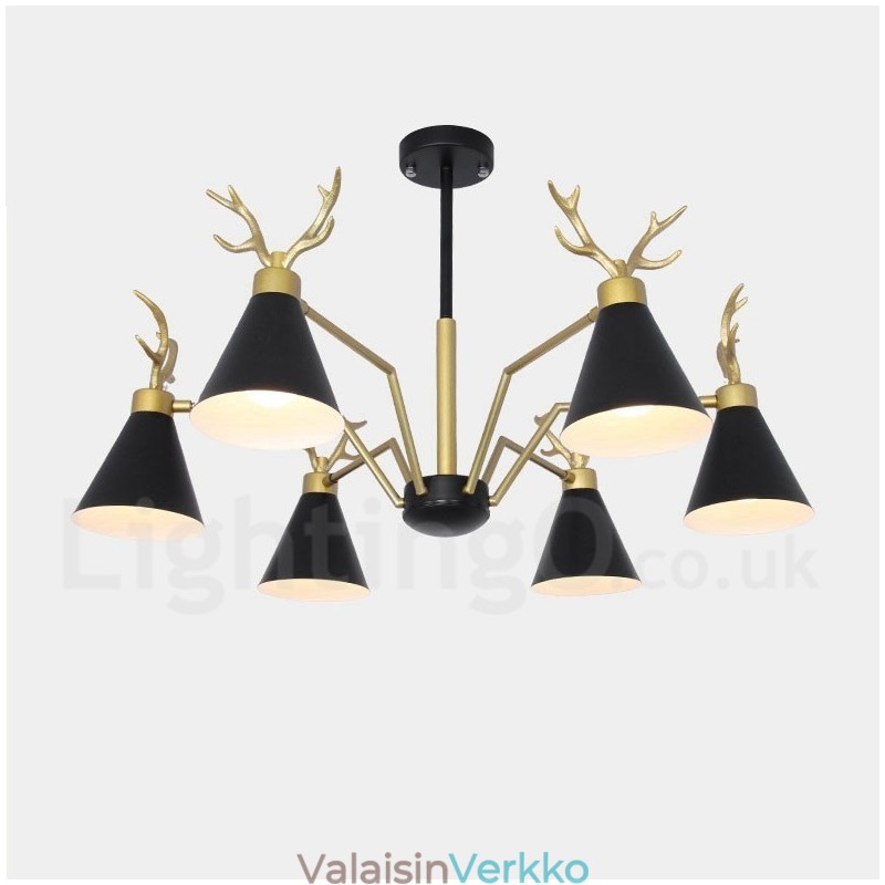 6 Vaalea pohjoismainen Macaron Modern Antlers kattokruunu