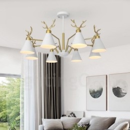 8 Vaalea pohjoismainen Macaron Modern Antlers kattokruunu