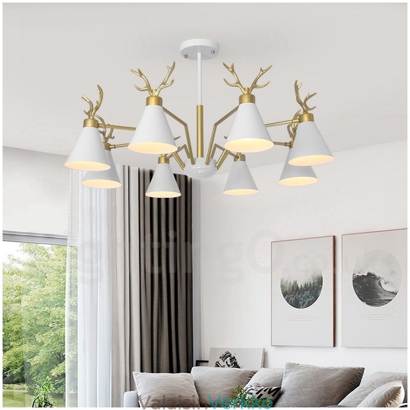 8 Vaalea pohjoismainen Macaron Modern Antlers kattokruunu
