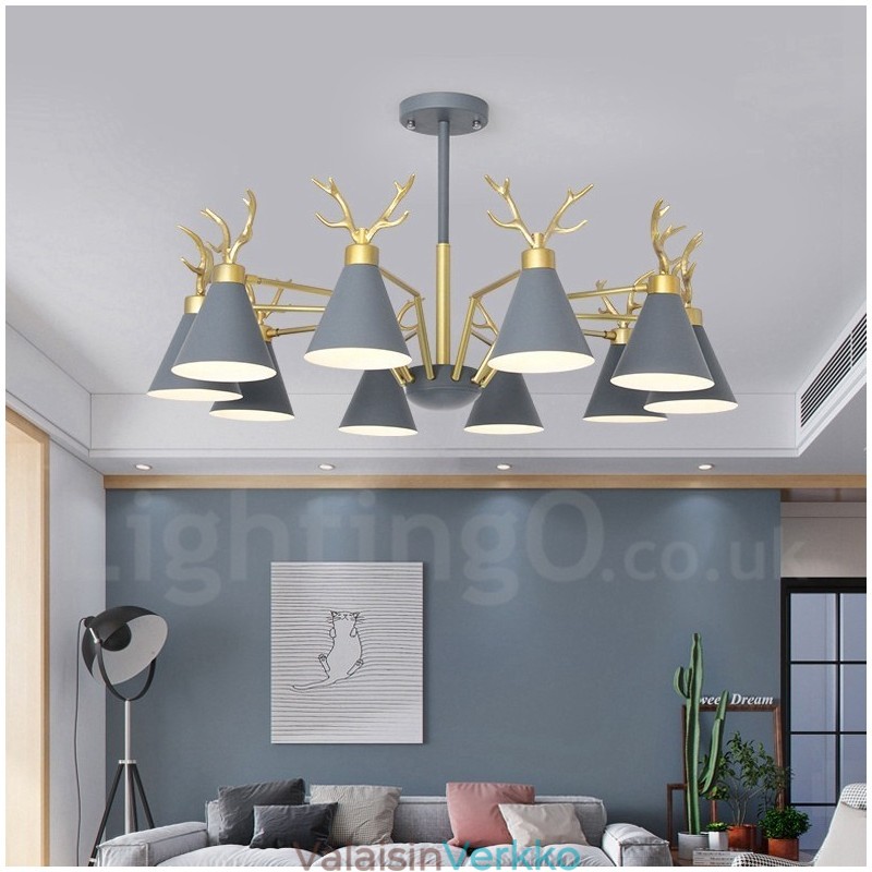 10 Vaalea pohjoismainen Macaron Modern Antlers kattokruunu