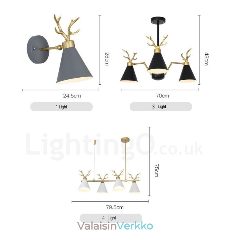 10 Vaalea pohjoismainen Macaron Modern Antlers kattokruunu