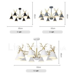 10 Vaalea pohjoismainen Macaron Modern Antlers kattokruunu