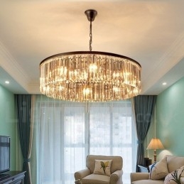Postmoderni Luxury Round K9 Crystal Pendant Chandelier Lights -näyttelyhalli