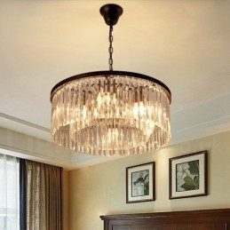 Postmoderni Luxury Round K9 Crystal Pendant Chandelier Lights -näyttelyhalli