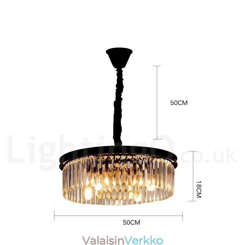 Postmoderni Luxury Round K9 Crystal Pendant Chandelier Lights -näyttelyhalli