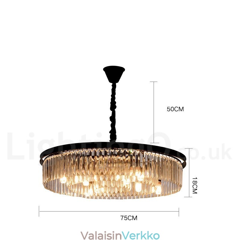 Postmoderni Luxury Round K9 Crystal Pendant Chandelier Lights -näyttelyhalli