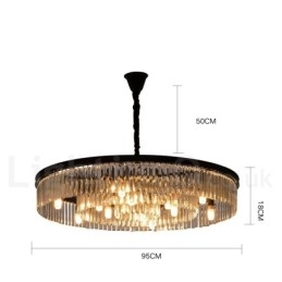 Postmoderni Luxury Round K9 Crystal Pendant Chandelier Lights -näyttelyhalli
