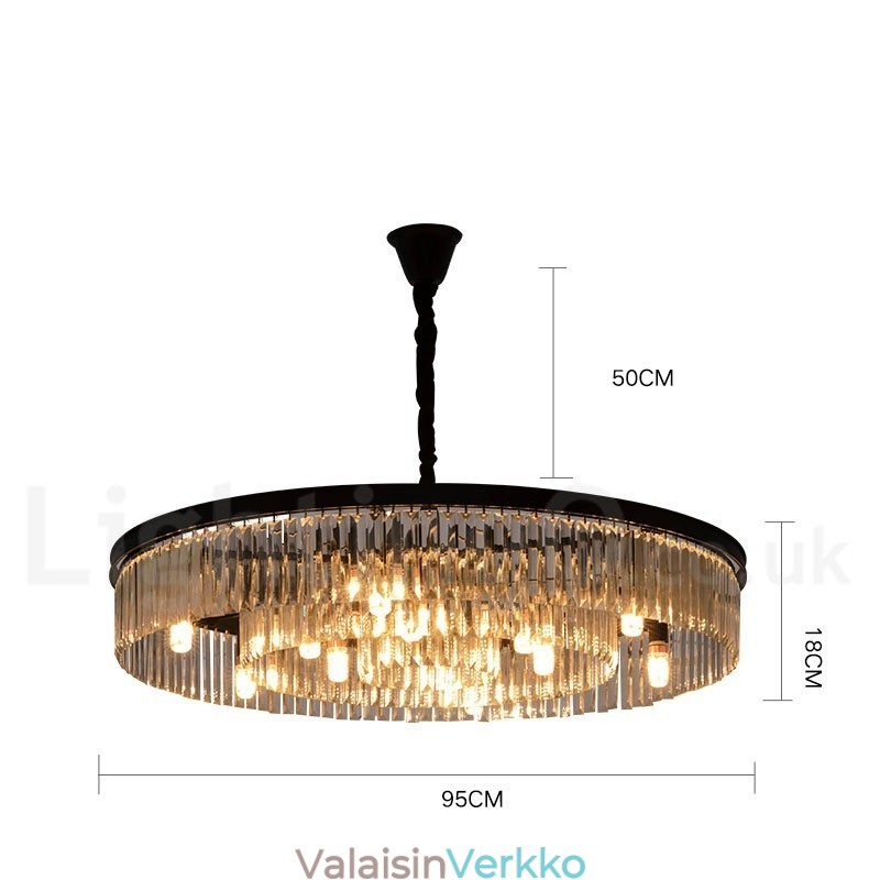 Postmoderni Luxury Round K9 Crystal Pendant Chandelier Lights -näyttelyhalli