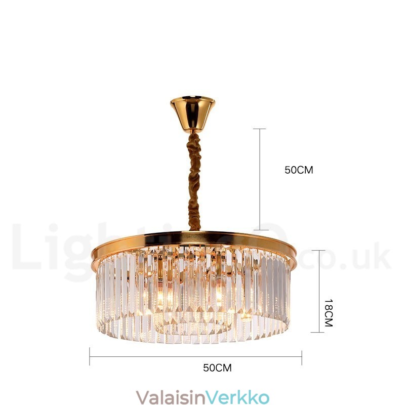 Postmoderni Luxury Round K9 Crystal Pendant Chandelier Lights -näyttelyhalli