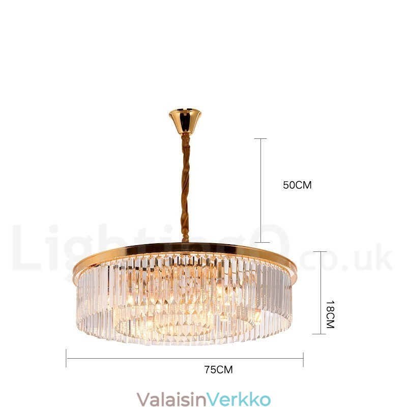 Postmoderni Luxury Round K9 Crystal Pendant Chandelier Lights -näyttelyhalli