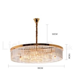 Postmoderni Luxury Round K9 Crystal Pendant Chandelier Lights -näyttelyhalli