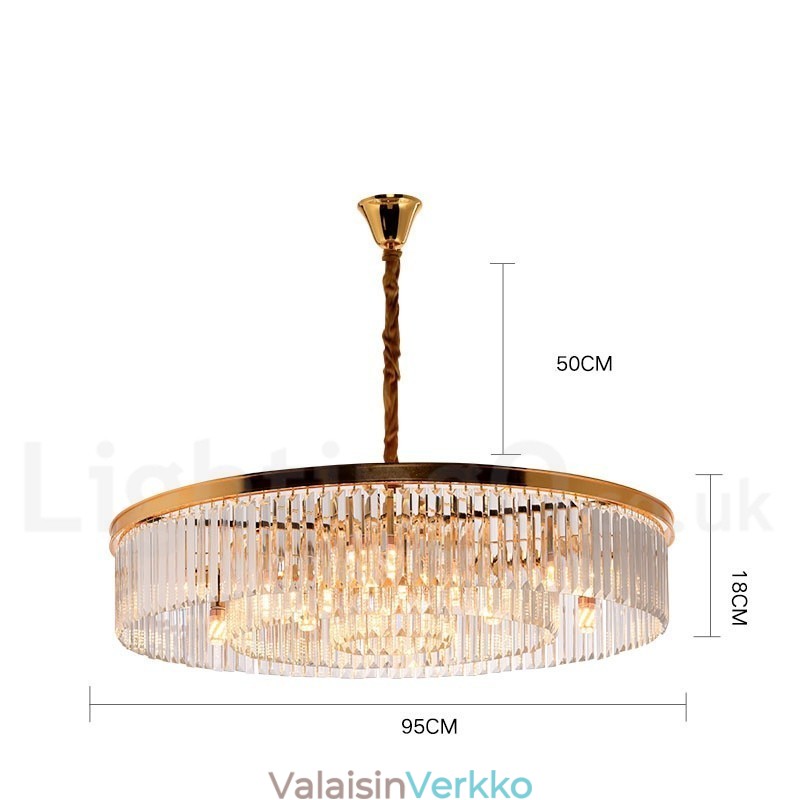 Postmoderni Luxury Round K9 Crystal Pendant Chandelier Lights -näyttelyhalli