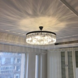 Postmoderni Luxury Round K9 Crystal Pendant Chandelier Lights -näyttelyhalli