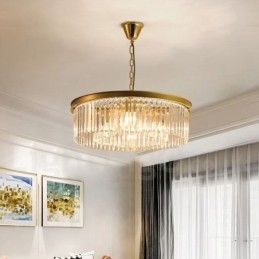 Postmoderni Luxury Round K9 Crystal Pendant Chandelier Lights -näyttelyhalli