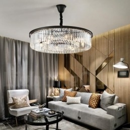 Postmoderni Luxury Round K9 Crystal Pendant Chandelier Lights -näyttelyhalli