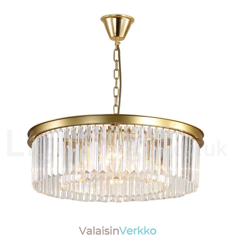 Postmoderni Luxury Round K9 Crystal Pendant Chandelier Lights -näyttelyhalli