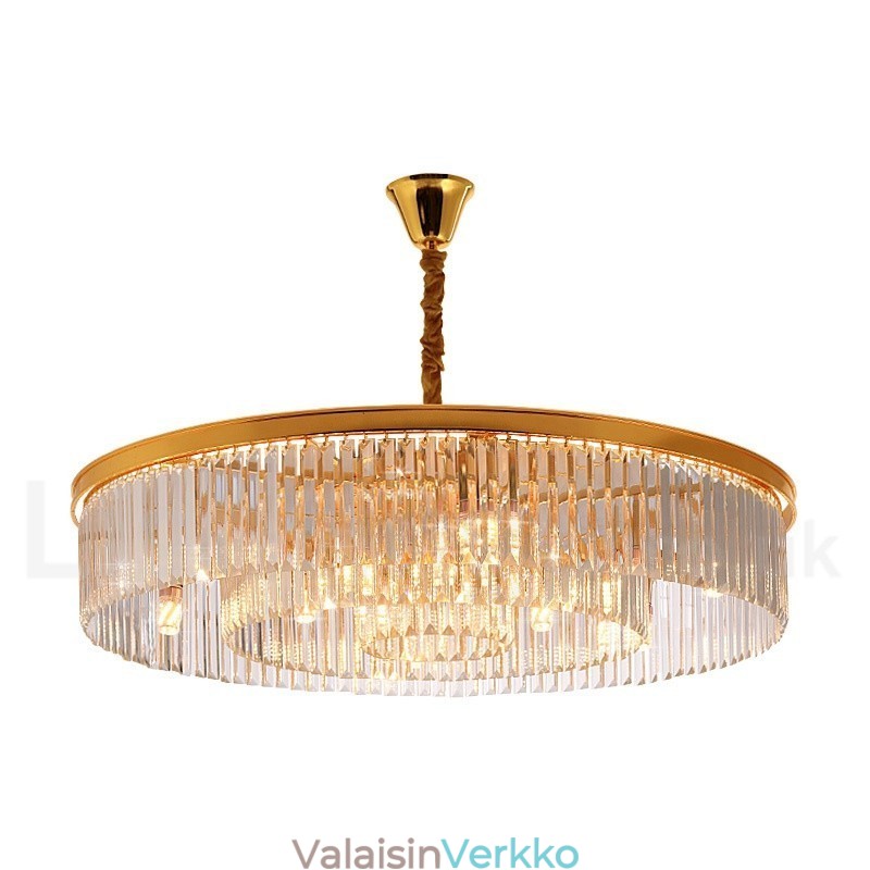 Postmoderni Luxury Round K9 Crystal Pendant Chandelier Lights -näyttelyhalli