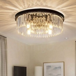 Postmoderni Luxury Round K9 Crystal Flush Mount Ceiling Light Exhibition Hall
