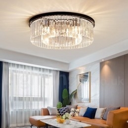 Postmoderni Luxury Round K9 Crystal Flush Mount Ceiling Light Exhibition Hall