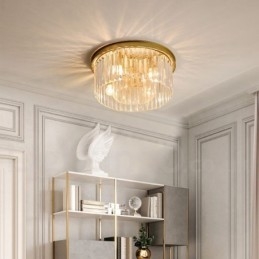 Postmoderni Luxury Round K9 Crystal Flush Mount Ceiling Light Exhibition Hall
