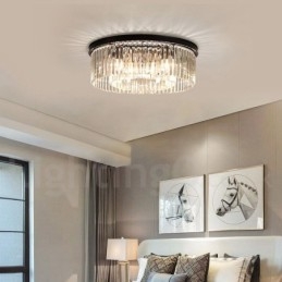 Postmoderni Luxury Round K9 Crystal Flush Mount Ceiling Light Exhibition Hall