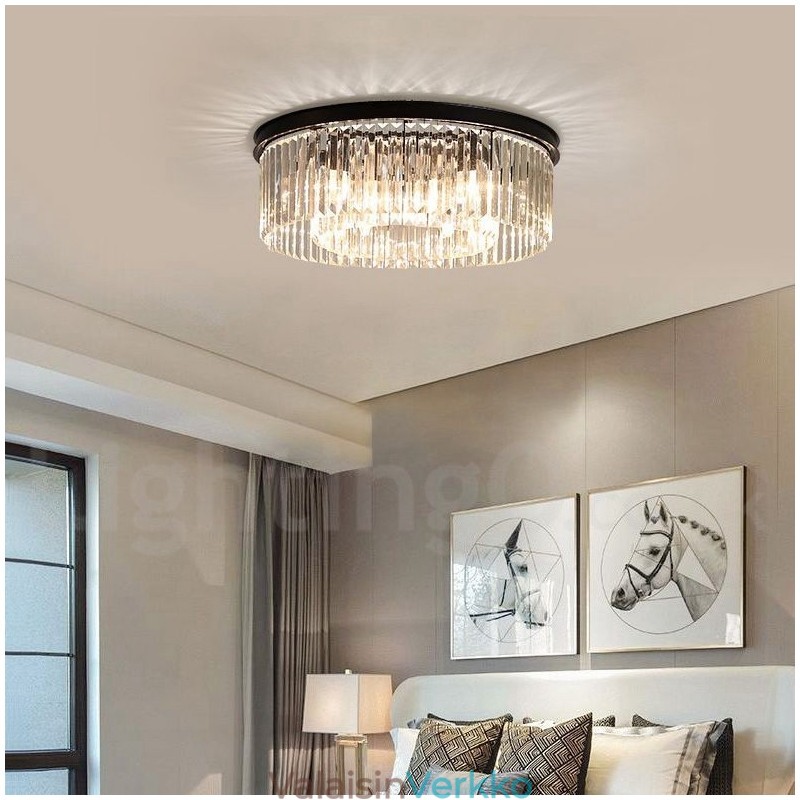 Postmoderni Luxury Round K9 Crystal Flush Mount Ceiling Light Exhibition Hall