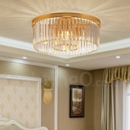 Postmoderni Luxury Round K9 Crystal Flush Mount Ceiling Light Exhibition Hall