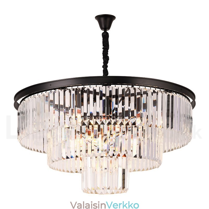 Postmoderni Luxury Round K9 Crystal Pendant Chandelier Lights -näyttelyhalli