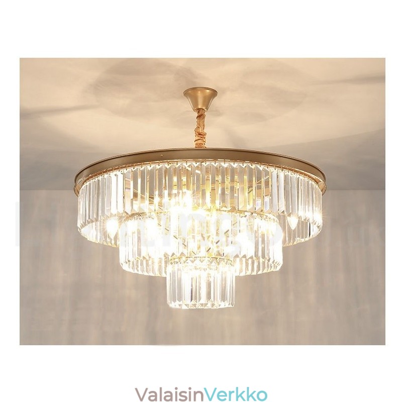 Postmoderni Luxury Round K9 Crystal Pendant Chandelier Lights -näyttelyhalli