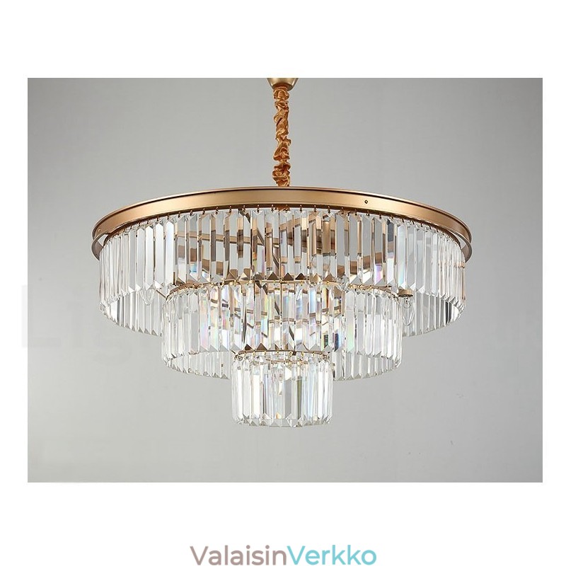 Postmoderni Luxury Round K9 Crystal Pendant Chandelier Lights -näyttelyhalli